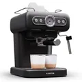 Produktbild: Klarstein Espresso Siebträgermaschine mit Milchaufschäumer, 1,2L Retro Mini-Espressomaschine mit Siebträger, 950 W Klein, Edelstahl-Kaffeemaschine für Cappuccino, Latte & Macchiato