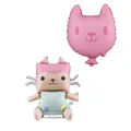 Produktbild: PartyDeco® FB319 Folienballon Gabby's Dollhouse Baby Box 43x46cm mit Katze 35x37cm Set - DIY Ballon für Helium oder Luft - Jungen Mädchen Partydeko - Folienluftballon Geburtstagsdeko