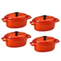 Produktbild: BUTLERS 4er Set Mini-Auflaufformen oval aus Keramik | kleine Auflaufform mit Deckel | backofenfest | auch als Soufflé Förmchen und Tapas-Schalenset geeignet