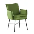 Produktbild: B&D home® Esszimmerstuhl Jürgen – mit Armlehnen, Taschenfederkern, Samtstoff in Grün, Metallgestell schwarz, komfortabel gepolstert