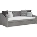 Produktbild: Homestyle4u Polsterbett 90x200 Schlafsofa Cord Grau Tagesbett Ausziehbar 2594