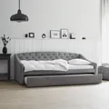 Produktbild: Sofa Schlaffunktion Couch Polsterbett 90x200 cm Gästebett Cord Grau Homestyle4u