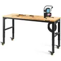 Produktbild: VEVOR Höhenverstellbare Werkbank 122 x 51 x 79 - 104 cm Spanntisch, 720 kg Gewichtskapazität Arbeitstisch, Braun Klappbare Werkzeugbank aus Kaltg... - Braun
