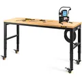 Produktbild: VEVOR verstellbare Werkbank, Werkbank mit Steckdose, Rädern und Stecktafel, robuster Arbeitstisch mit Eichenholzplatte für Garage, Werkstatt, Büro und Zuhause 122 x 51cm