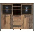 Produktbild: POSEN Highboard Old-Wood Vintage, LED-Beleuchtung:ohne Beleuchtung - Schwarz