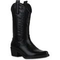 Produktbild: VAN HILL Damen Cowboystiefel Stiefel Stickereien Schuhe 840208, Farbe: Schwarz, Größe: 38 - Schwarz - 38