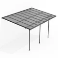 Produktbild: Juskys Terrassenüberdachung Borneo 5x3 m — Sonnenschutz aus Aluminium mit grauen Doppelstegplatten — Terrassendach zur Wandmontage in Dunkelgrau