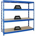 Produktbild: PROREGAL Profi Schwerlastregal RHINO | HxBxT 180x200x60cm | 4 Spanplatten-Ebenen 8mm | Fachlast 500kg | Blau | Stecksystem Lagerregal Regalsystem