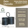 Produktbild: Vintage Besteckständer Dehli 20cm Rund mit Griff Besteckkorb Utensilienhalter