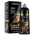 Produktbild: Schwarzes Haarfärbeshampoo – 500ml – Grauhaarabdeckung, Feuchtigkeitspflege & Reinigung – Mit Natürlichen Inhaltsstoffen – Für Männer & Frauen