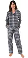 Produktbild: Damen Flanell Pyjama Schlafanzug Langarm kariert – auch in Übergrößen 281 201 95 991, Farbe:grau, Größe2:44/46