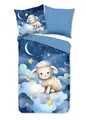 Produktbild: Pure Microfaser Bettwäsche 135 X 200 cm + 1- 80 X 80 cm Sheepy  blau