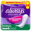 Produktbild: Always Discreet Inkontinenz-Einlagen Normal Monatspaket bei Blasenschwäche, 96 Einlagen (4 Pac