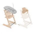 Produktbild: Stokke Tripp Trapp Hochstuhl, Natural (inklusive Stuhl & Baby Set2) mit Newborn Set (Grey) - Sicheres, verstellbares, ergonomisches Design
