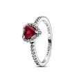 Produktbild: PANDORA Ausgeprägtes Rotes Herz Ring aus Sterlingsilber mit Zirkonia in der Farbe Silber-Rot, PANDORA Timeless Collection, Gr.54, 198421C02-54