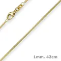 Produktbild: 1mm feine Panzerkette 585 Gold Gelbgold, Kette Collier Halskette, 42cm, Damen