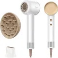 Produktbild: Dreame Hair Glory Combo Haartrockner,trocknet Schnell,110.000 Umdrehungen Pro Minute,luftstrom 70m/s,negativ-ionen-technologie,temperatur- Und Luftgeschwindigkeitsregelung, Düse Und Diffusor, Weiß