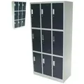 Produktbild: Apex - Spind 9-fächer Neunerspind Garderobenschrank Umkleidespind Metall Schrank 57023