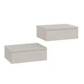 Produktbild: KOMTO Wandregal mit Schublade Kaschmir - Nachttisch Hängend 2er Set Nachttisch Wandmontage Wandschublade Nachtschrank Hängend | Monaco 42 x 30 x 15 cm