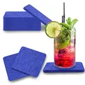 Produktbild: wortek Filzuntersetzer eckig für Gläser – 8er Set Glasuntersetzer für Getränke, Tassen, Bar, Glas - Ø 10cm Tischuntersetzer waschbare Untersetzer Gläser Blau Glas Untersetzer-Set