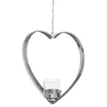 Produktbild: Fink Teelichthalter 24x6 cm Herzform Windlicht zum Aufhängen Edelstahl gehämmert