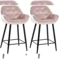 Produktbild: CLP 2er Set Barhocker Gibson Samt Sitzhöhe 76 cm pink