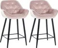 Produktbild: CLP 2er Set Barhocker Gibson Samt, Sitzhöhe 76 cm,pink
