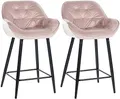 Produktbild: CLP 2er Set Barhocker Gibson Samt I Sitzhöhe 76 cm I Tresenstühle Mit Fußstütze, Farbe:pink