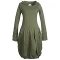Produktbild: Vishes Midikleid Warmes Langarm Kleid ballonförmig mit Zipfelkapuze Ethno, Hippie, Boho, Goa Style grün 36-38