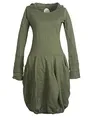 Produktbild: Vishes - Alternative Bekleidung - Warmes Damen Langarm Winterkleid Ballonkleid Baumwoll-Kleid Zipfelkapuze Olive 36-38