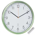 Produktbild: Analoge Funk-Wanduhr 305 mm TFA 60.3517, mit Aluminiumrahmen und leisem Uhrwerk, mintgrün inkl. Batterie