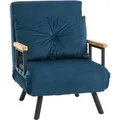 Produktbild: HOMCOM Schlafsofa mit Rückenkissen Stahl Polyester Blau 63L x 73B x 81H cm