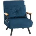 Produktbild: HOMCOM Schlafsessel 4 in 1 Sessel mit Schlaffunktion, 183 x 63 cm Klappbar Schlafsessel mit 5-stufig Verstellbarer Rückenlehne, Lendenkissen und Samtoptik für Wohnzimmer, Blau