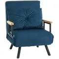 Produktbild: Schlafsessel, Einzelsofa mit Bettfunktion, Relaxsessel mit Rückenkissen Blau