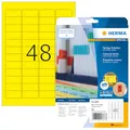 Produktbild: HERMA 4366 Farbige Etiketten gelb ablösbar, 20 Blatt, 45,7 x 21,2 mm, 48 pro A4 Bogen, 960 Stück, selbstklebend, bedruckbar, matt, blanko Papier Farbetiketten Aufkleber