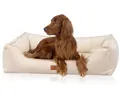 Produktbild: Knuffelwuff orthopädisches Hundebett aus Cord mit Handwebcharakter Nunavut XL 105 x 75cm Beige - Abnehmbarer Bezug - waschbar - für große, mittelgroße und kleine Hunde
