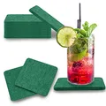 Produktbild: wortek Filzuntersetzer eckig für Gläser – 8er Set Glasuntersetzer für Getränke, Tassen, Bar, Glas - Ø 10cm Tischuntersetzer waschbare Untersetzer Gläser Dunkelgrün Glas Untersetzer-Set
