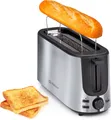 Produktbild: alpina Toaster 2 Scheiben Toaster mit Brötchenaufsatz - Toaster Langschlitz und Auftaufunktion - 7 Bräunungsstufen Küchengeräte - 230V - Edelstahl - 1000W - Silber