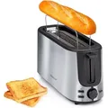 Produktbild: Alpina 2-Scheiben-Toaster - Toaster mit Brötchenaufsatz - Langschlitztoaster mit Auftaufunktion - 7 Bräunungsstufen - 230V - Edelstahl - 1000W - Silber