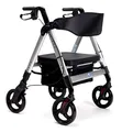 Produktbild: FabaCare XXL Rollator Goliat, höhenverstellbar, faltbar, mit Sitz und Rückenlehne, Tasche, Gehwagen, Rollwagen, bis 200 kg, Farbe Silber