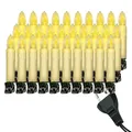 Produktbild: Retro Weihnachtsbaum-Lichterkette mit LED Filament Kerzen, klassische Baumbeleuchtung mit austauschbaren E10 Leuchtmittel, Weihnachtsbeleuchtung für Innen, nostalgie (creme, 30 Kerzen - ca. 14,5 m)
