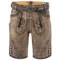 Produktbild: FUCHS Trachtenlederhose Lederhose kurz Fabian antik-stein (2-tlg) inkl. Gürtel braun 48
