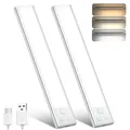 Produktbild: Schrankbeleuchtung LED 20.5CM 2 Stück Unterbauleuchte Küche Led mit Bewegungsmelder 3 Farbmodi Dimmbar Lampen Ohne Bohren USB-C Wiederaufladbar Nachtlicht für Kleiderschrank Treppe Küche Schlafzimmer