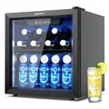 Produktbild: EUHOMY Getränkekühlschrank 36L, Mini Kühlschrank mit Glastür, Bierkühler, Tisch-Getränkekühlschrank für 55 Dosen, Schwarz Freistehender Kü... - Schwarz
