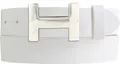 Produktbild: BELTINGER Designer Gürtel HENRY aus Vollrindleder 4 cm | Eleganter Ledergürtel für Damen und Herren 40mm | Silber glänzend | Weiß 100cm