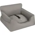 Produktbild: tectake® Hundeautositz Milow mit Sicherheitsleine und 2 Befestigungsgurten, längenverstellbar 55 x 50 x 29 cm - Grau