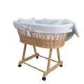 Produktbild: Stubenwagen Moseskorb AMELIA natürlich Weide mit Musselin Bettwäsche Hellgrau