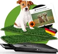 Produktbild: PFOTENWUNDER® Hundeklo + 2X-Easy-WASH-Rasen + 1x Büchlein, Hunde-Toilette für kleine & große Hunde, Festes Gras & Anti-Rutsch, Welpen-Klo drinnen zuhause Gras Hundetoiletten Balkon Indoor WC