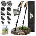 Produktbild: Wanderstöcke Teleskop Carbon oder Aluminium 65-135cm - Höhenverstellbare Walking Stöcke Damen & Herren - Nordic Walking Stöcke mit Korkgriff, Wolframspitze & Gummipuffer (3K Carbon 65-135cm)