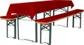 Produktbild: TexDeko Bierbankauflage gepolstert 220x25x2cm waschbar mit Reißverschluss 3TLG Set Blickdicht Tischdecke 250x100cm (universal), Rot